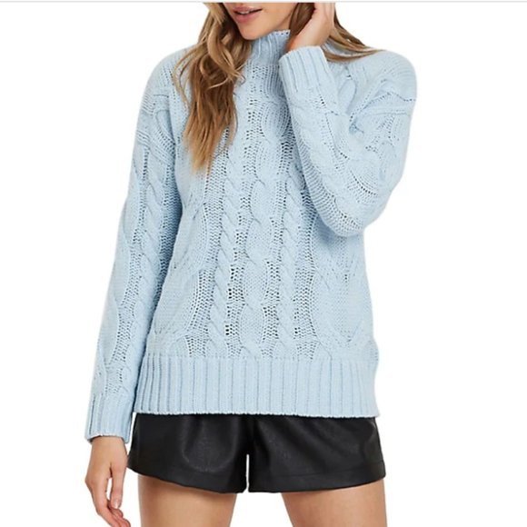 Charlie Holiday Sweaters - Charlie Holiday Botanica Fairmont Cable Knit Sweater Chunky Blue Small Cozy